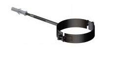 STAFFA FASCETTA MURALE PER TUBO FUMI PELLET/LEGNA D.120 NERA CON BARRA E TASSELLO