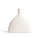 White Ceramic Vase for Home Decor, Modern Geometric Abstraction Decorative Vases for Centerpieces,Ki
