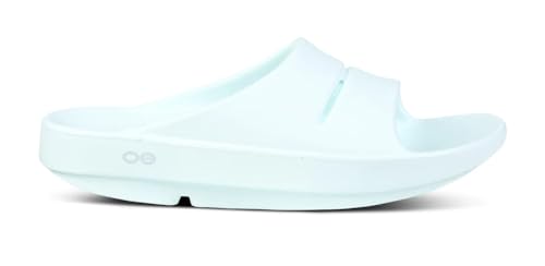 OOFOS OOahh Slide, Ice Blue - Lightweight Recovery Footwear - Reduces Stress on Feet, Joints & Back - Machine Washable Women’s Size 11