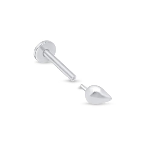 14K Solid Gold Teardrop Stud Earring Threaded Flat Back Cartilage Earring Upper Earlobe Tragus Helix Piercing Jewelry for Sensitive Ears Nose Ring Minimalist Earring for Upper Ear SINGLE or PAIR4