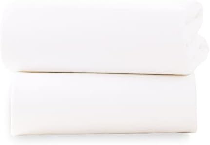 Clair de Lune Moses Basket Fitted Sheets 74 x 30 cm 100% Soft Cotton Jersey (White, Pack of 2)