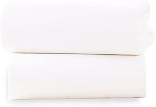 Clair de Lune Moses Basket Fitted Sheets 74 x 30 cm 100% Soft Cotton Jersey (White, Pack of 2)