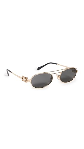 Miu Miu Womens 54ZS Logo Oval Sunglasses Pale Gold One Size