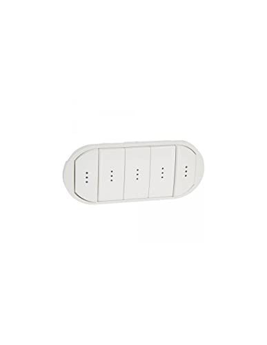 Legrand 068020 Enjoliveur Céliane pour Interrupteur, Va-et-vient ou Poussoir 5 Commandes avec Voyant, Blanc