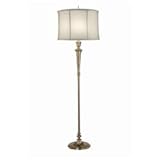 64 in. Burnished Brass Floor Lamp with Off White Camelot Shade
