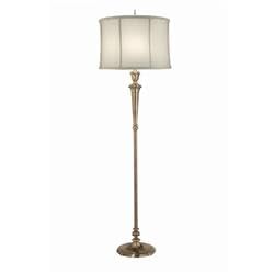 64 in. Burnished Brass Floor Lamp with Off White Camelot Shade