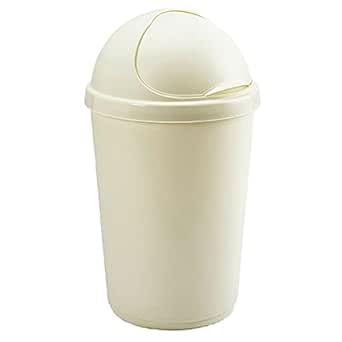 ZARVICZONIA Premium Plastic Bullet Bins 30L, 50L Waste Paper Recycling Dustbin Flap Lid Home Kitchen House Office Rubbish Trash Bin (Cream, 30 Litre)