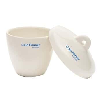 Cole-Parmer Porcelain High-Form Crucibles with Covers, 30 mL; Pack of 12