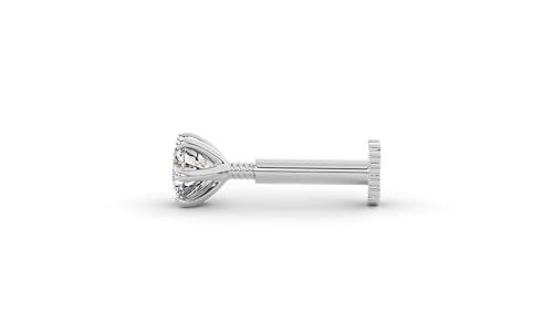 elitebox 14K White Gold Diamond Nose Stud & Labret Monroe Piercing – 6 Prong Screw Back Earring for Tragus, Helix, Lip, Lobe – Unisex F-G Color Gem4