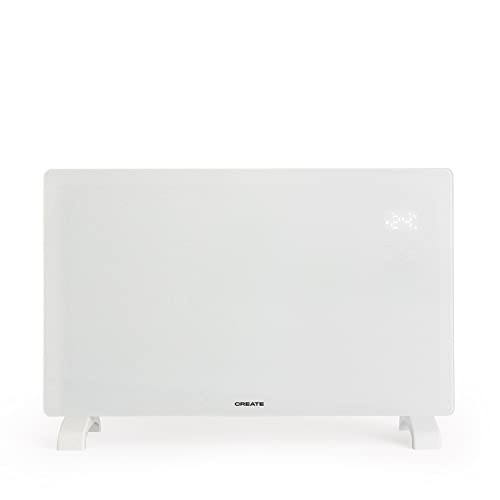 CREATE/WARM CRYSTAL 2500W / Convecteur électrique en verre Blanc/Avec WiFi, puissance réglable, minuterie 24 heures, écran tactile, silencieux, IP24