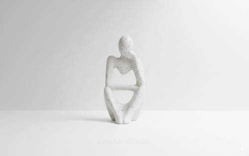 Image of Thinker Men Statue Set of 3 Modern Art Showpiece Sculpture Decoration Items for Home Decor Living Room Bedroom Bookshelf Table Office (Beige Crystal Thinker)