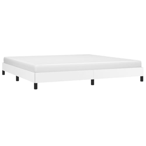 vidaXL Estructura de Cama Mueble Acolchado Dormitorio Tapizada Habitación Base Individual Descanso Hogar Casa de Cuero Sintético Blanco 200x200 cm