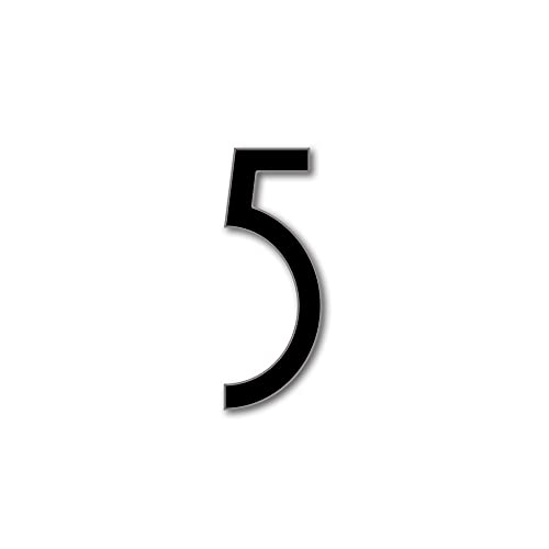 House Number 5 AVENIDA Art Deco Door Numbers in 3 Sizes (15, 20, 25cm / 5.9, 7.8, 9.8in) Modern Floating House Number Acrylic incl. Fixings, Colour:Black, Size:20cm / 7.9'' / 200mm