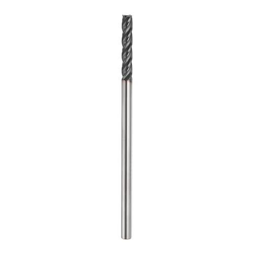 Image of HARFINGTON Carbide Square Nose End Mill Bit 3 /16 inch Cut Dia 4 Flutes TiAlN Coated Milling Cutter for Hardened Steel Metal (3 /16 inch Shank 1 inch Cut Length 4 inch Long 30 Degree Helix)