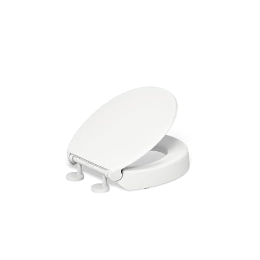KOHLER Hyten Elevated Quiet-Close Round-Front Toilet Seat, White
