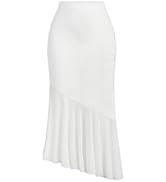 Verdusa Women's Ruffle Hem High Waist Mesh Fishtail Bodycon Midi Skirt