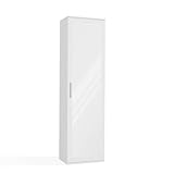 Armadio Guardaroba da Ingresso Specchiato, Tubo Appendiabiti e 2 Ripiani – Anta Reversibile – Vari Colori MIT4 (Bianco)