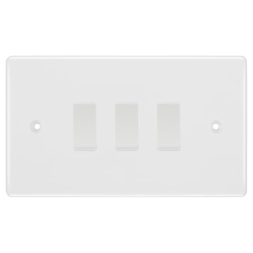 Image of BG White Moulded 3 Gang Light Switch in Double Format Custom Grid
