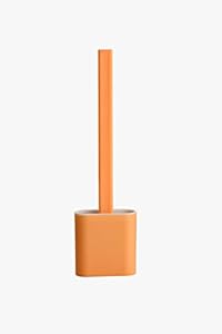 Finner Silicon Toilet Brush with Slim Holder Flex Toilet Brush Anti-drip Set Toilet Bowl Cleaner Brush, No-Slip Long Handle Soft Silicone Toilet Brush (Orange)