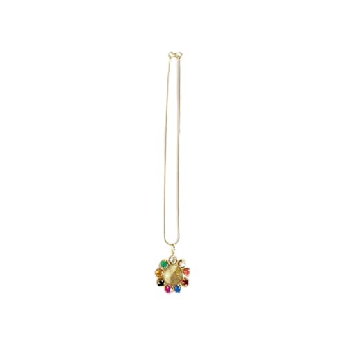 Divine-Interiors Multicoloured Navratan Simulate Pendant, Locket 9 Stones for Good Luck, Money & Wealth for Astrological Benfit Pack of 1