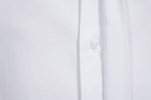 VANCOOG Young Men's Banded Collar Solid Designer Casual Long Sleeve Interview Dress Shirt Clearance-White-M — view 5