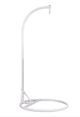 Image of Single Seater Egg Swing Chair with Stand & Cushion Outdoor Indoor Balcony Garden Patio,Powder Coated Frame,UV Protected Wicker (White Orange)