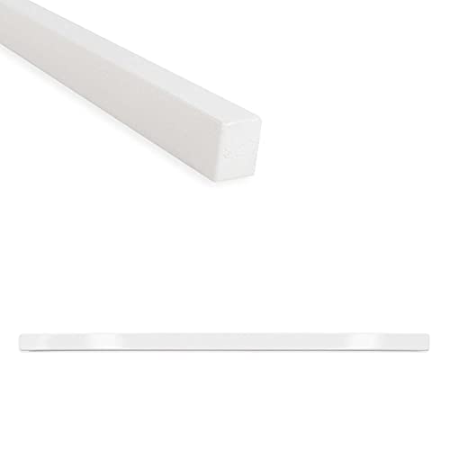 🛒 Crazy Deals Questech Square Tile Trim, 1/2 x 12 inch Flat Pencil Decorative Tile Edge Liner, Polished Bright White, 12 Pack