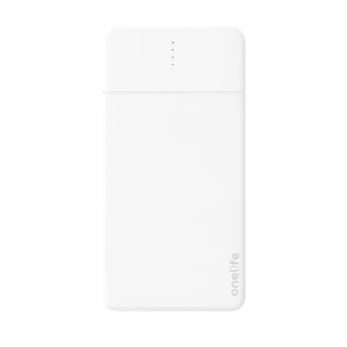 Image of OneLife 10000mAh Power Bank | 12W Fast Charging | Dual USB Output | Slim & Portable | ABS Body | BIS Certified | Compatible with iPhone, Android, Type-C Devices - Black & White (White)