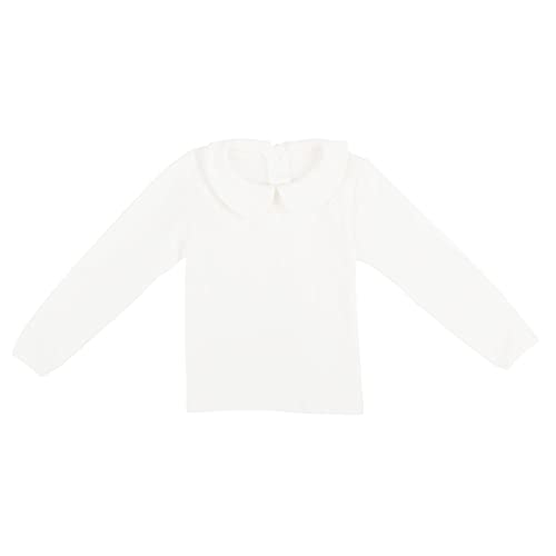 Bebés Infante Niños Niñas Algodón Camisetas de Manga Larga Cuello Peter Pan Botón Cierre Camisa Elásticas para 0-2 años de Edad - Blanco Talla 100