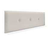 DHOME Cabecero de Polipiel o Tela Acualine Liso con Botones Tapizado de Alta Gama Cabezal Lujo Cama Dormitorio Moderno Acolchado (Polipiel Blanco Hueso, 135x50cm (Camas 120/135/140))