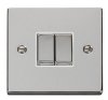 Click deco polished chrome VPCH412WH ‘Ingot’ 2 Gang 2 Way Plate Switch white insert