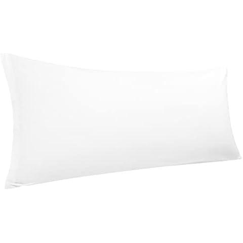 PiccoCasa Body Pillow Cover Egyptian Cotton Bolster Pillow Cases - 300 Thread Count Super Soft and Breathable Long Body Pillowcase with Zipper Closure White 20"x60"/ 5ft Cover