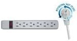 CableWholesale 845-51W1-19215 Surge/Modem Protector, Flat Rotating Plug, 6 Outlet, Gray Horizontal Outlets, Plastic, Power Cord, 15-Feet