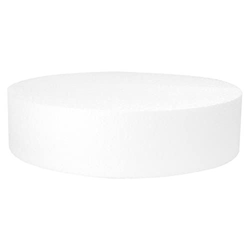 O'Creme Polystyrene Dummy Cake Round Display, 14" x 3" | Lightweight foam cake dummy ideal for decorating practice, bakery window displays, and tiered wedding cake setups.