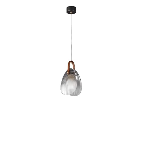 Lámpara colgante de cristal con forma de concha y acero inoxidable gris humo 2