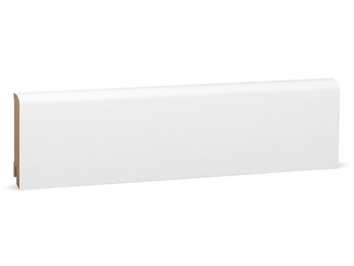 KGM Sockelleiste Oben Rund - MDF weiß direktlackiert RAL9016 - Maße: 2.440 x 18 x 76 mm - 1 Stück