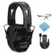 Walker's Lightweight Shooting Hearing Protection Muff Bundle with Muff Walkie Talkie, Shooting Glasses and Cleaning Cloth (4 Items)
