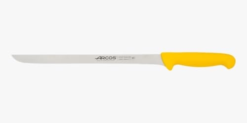 Arcos Serie 2900 - Cuchillo Jamonero Flexible - Hoja de Acero Inoxidable NITRUM de 280 mm - Mango inyectado en Polipropileno Color amarillo