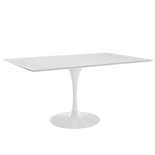 Modway Lippa 60" Mid-Century Modern Dining Table With Rectangle Top And Pedestal Base In White #TOP19