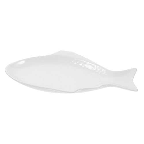 HOMOBABE 1pezzi Piatto Ceramico Forma Di Pesce Per Antipasti e Snack Design Creativo Per Ristoranti e Feste Per Cene Famiglia e Occasioni Speciali Colore Bianco
