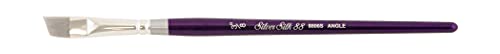 Silver Brush Limited 8806S, Size 3/8 Inch, Silver Silk Angle Brush for Watercolor, Gouache, and Acrylic Paint, Short Handle