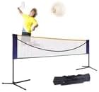 20ft Portable Outdoor Volleyball Net Set, Height Adjustable Badminton Net with Adjustable Poles, Stand and Carry Bag Wide Foldable Pickleball Net for Backyard Beach or Outdoor