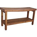 AquaTeak Patented 36" Sumba Teak Shower Bench with Shelf
