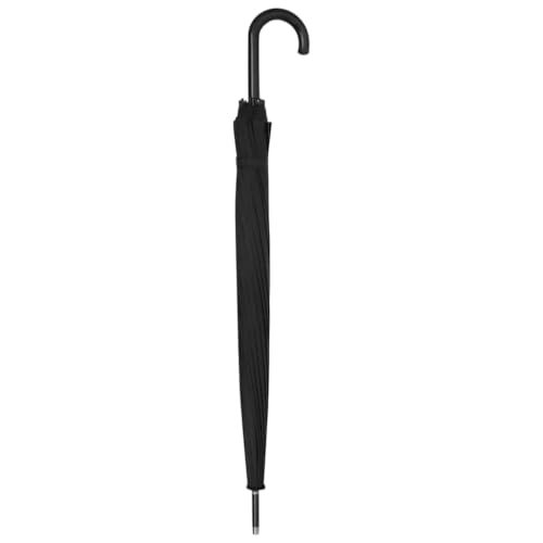 MBDRKVGF Parasol automatyczny, czarny, 105 cm, z żebrami z włókna szklanego i zakrzywionym uchwytem, dla kobiet i mężczyzn, czarny, 1