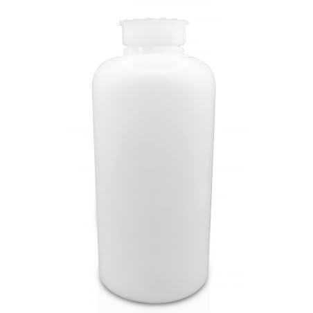Bottiglia in plastica (HDPE) cilindrica a collo largo, capacità 2000 ml ( 2 litri), chiusura con tappo a vite a margherita con anelli per sigillo (tappo e sottotappo incluso), colore neutro 12 PEZZI