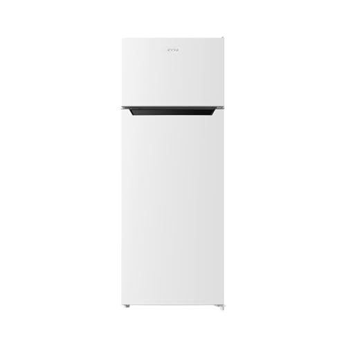 EVVO Frigorífico 2 Puertas F40, 211 L (170 L + 41 L), 142,8 cm, Clase E, 41 dB, Congelador 4 Estrellas, Baldas Cristal, Bajo Consumo, Blanco