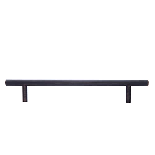 Image of South Main Hardware Euro Bar Cabinet Handle (3 /8 inch Diameter), 8.69 inch Length (6.31 inch Hole Center), Oil Rubbed Bronze, 10-Pack