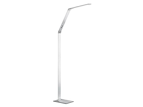 Fischer & Honsel Stehleuchte Geri 1x LED 11,0 Watt, aluminiumfarben, 4 Stufen CCT, 4 Stufen Dimmer,45840, 36 x 17 x 133 cm (LxBxH), aluminium natur
