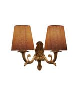 Chandni Decor Plain Fabric Shade Square Wall Lamp Fixture, Golden Fancy Wall Lights Indoor and Outdoor, Home Office Decor, Bedside Lamp, Light Brown