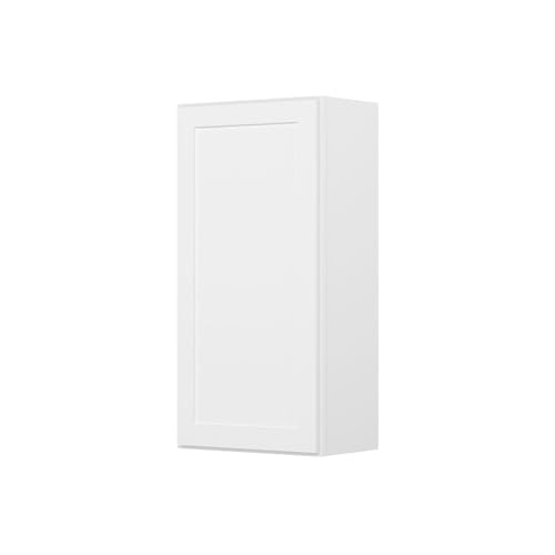 Image of Furinno Shaker 1 Door 3 Shelves Wall Kitchen Cabinet, Ready to Assemble, 12 D x 21 W x 42 H, White